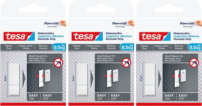 Tesa Powerstrips - 27x - plakstrips - voor behang/pleister klusbenodigdhed - Plakstrips/powerstrips - Dubbelzijdig - Zelfklevend - Tape/strips/plakkers