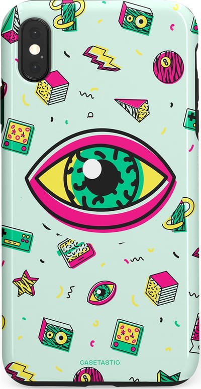 Casetastic Hoesje Geschikt voor Apple iPhone Xs Max - Stijlvolle Beschermende Duo-layer Case - Retro 80s vibes