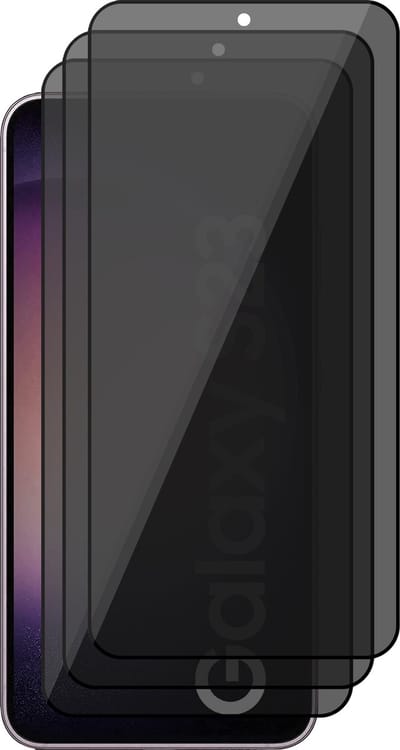 Privacy Screenprotector geschikt voor Samsung Galaxy S23 - 3x Glas Screen Protector FullGuard