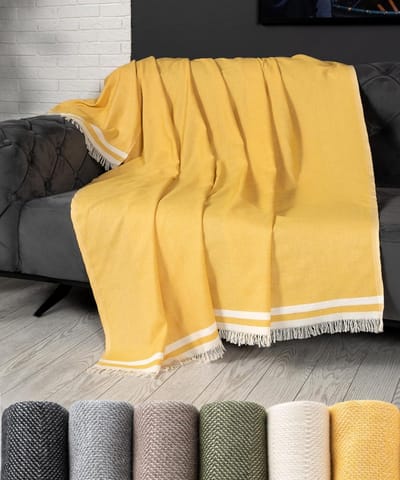 Grote Woondeken 170 x 230 cm Mosterdgeel Plaid voor Bank en Woonkamer