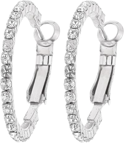 Behave - Oorring - Zilverkleur met Kristal Steentjes - 2.5 cm diameter
