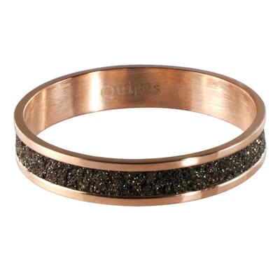 Quiges Stapelring Dames - Vulring Bruin Glitter - RVS Roségoudkleurig - Maat 19 - Hoogte 4mm