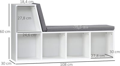 HOMCOM Boekenplank - Spaanplaat - 108x30x60cm - Wit
