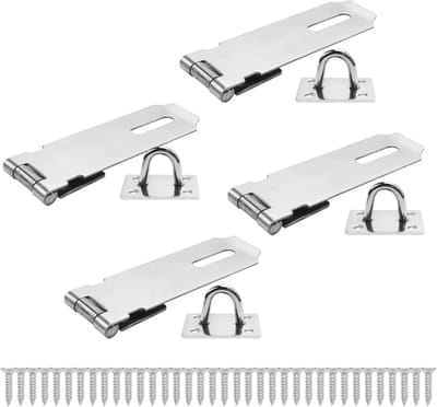 4-delige Roestvrij Stalen Hangslot Hasp 5 Inch - Duurzaam en Corrosiebestendig Deurslot voor Deuren, Kasten en Schuren