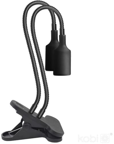 Kobi Planty Clip W Duo - tafellamp met 2x - zwart - Flexibele Arm met Klem | 2x E27 | Max 2x 30W exclusief