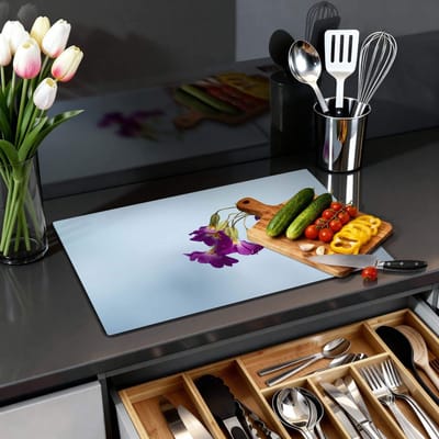 KitchenArt - Delicate Drop - Inductie Beschermer - 81x52 cm - Kookplaat Beschermer - Luxe Afdekplaat Inductieplaat - Anti-slip & Oprolbaar - Beschermmat Inductiekookplaat