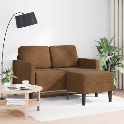 vidaXL - 2-zitsbank - met - chaise - longue - L-vormig - bruin - 125 - cm - kunstleer