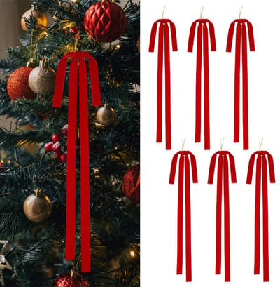 Cosensi- Kerststrik Vintage Stijl - Fluwelen Ornamenten - Polyester Hanger - Decoratie voor Kerstboom - Set van 12 - Luxe Afwerking - Kerstdecoratie