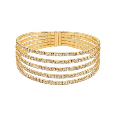Sorprese Armband - Radiance - Armband Dames met 5 Rijen Zirkonia - Verstelbaar - Goudkleurig - Luxe Cadeau - Model V