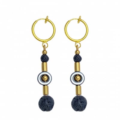 Klem oorbellen - zwart - goudkleurig - geen gaatje- Charme Bijoux