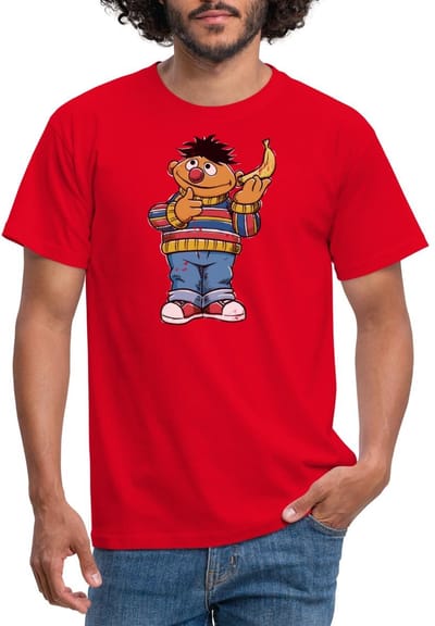 Sesamstraat Ernie Banana Telefoon T-Shirt Heren