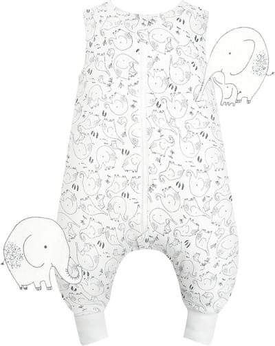 Comfortabele Babyslaapzak met Voetjes, 0.5 Tog Isolatie, 100% Katoen, Mouwloos, Voor Peuters, Zomer Slaapzak voor Jongens en Meisjes, 70 cm, Ideaal voor Thuis en Op Reis