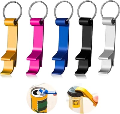 Set van 5 mini flesopeners met sleutelhanger - Ideaal voor bier, outdoor gebruik en cadeaus