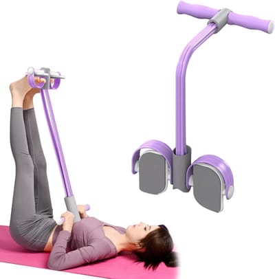 Buiktrainer Trainingsapparaat - Fitness Expander - Full Body Training - Met 6 Elastische Touwen - 66.5 cm - Paars