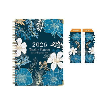 Agenda 2026 – Agenda 2026 volwassenen - A5 - Weekplanner & Maandplanner – 12 Maanden Kalender – Spiraalgebonden Notitieboek – 142 Pagina’s – Bloemen Print Cover – Planner voor Werk, Studie & Thuis – Dagboek & Organisatieboek