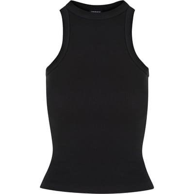 Urban Classics Top - Ladies Racer Back Rib Top - XS tot 5XL - voor Vrouwen - zwart
