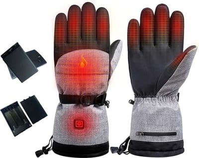 Grijs - Verwarmde Handschoenen voor Mannen Vrouwen - Waterdichte elektrisch verwarmde handschoenen - Winterwarmte - Motorhandschoenen - Elektrische Hand Warmers 3 niveaus van temperatuurregeling - Werkt op AA-batterijen (Exclusief Batterijen)