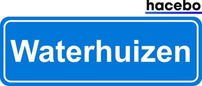 Hacebo - Plaatsnaam Sticker - 29x10 CM - Waterhuizen sticker - Verkeersborden sticker - grappige cadeaus - Waterhuizen
