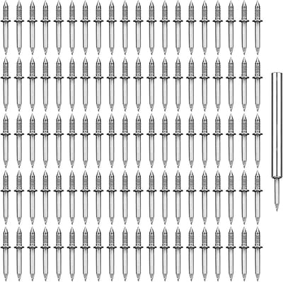Dubbele spijker - Naadloze spijker - 100 stuks - Schroefbouten in de maten 1,7 en 0,85 cm - 1 dopsleutel - Markless Nail Invisible Screws - Speciale dopsleutel voor het plaatsen van plinten, klussen - Zilver