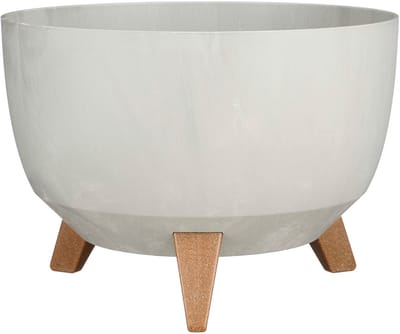 Mica Decorations Doppio Plantenbak op Poten - 18,5 x Ø33 cm - Plantenbakken voor Buiten - Bloembakken voor Balkon - Gerecycled Plastic - Grijs