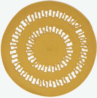 Homescapes Gevlochten Rond Gehaakt Vloerkleed Mosterdgeel, 70 cm