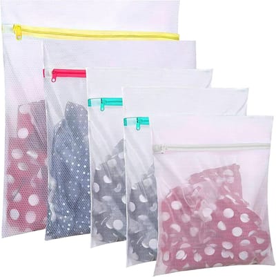 Wasnetten Set - Kleding Beschermers - Delicate Kleding Wassen - Met Rits - 5 Stuks - Wit