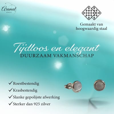 Aramat Jewels | Oorbellen | Kattenoog Oorbellen 8mm – Wit | | | |8mm | Staal | Kinderen, Volwassenen | Verkleurd niet