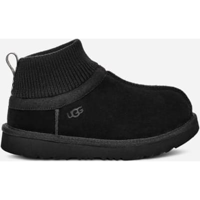 UGG® Classic Ultra met elastisch omslagboord voor kinderen  in Black, Maat 22, Suede/Textiel/Gerecyclede Materialen