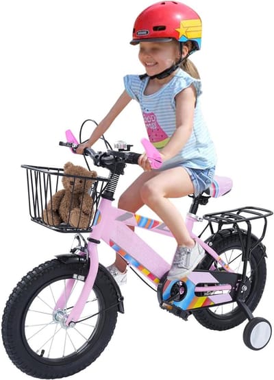 Loopfiets Kinderfiets - Loopfiets met pedalen - Kinderen Leren Fietsen - Verstelbaar Zadel - 14 inch - Roze Zwart