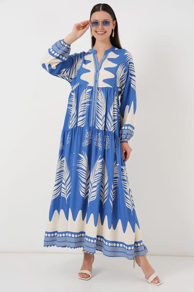 Gepubliceerd V-hals Maxi-jurk met knoopsluiting