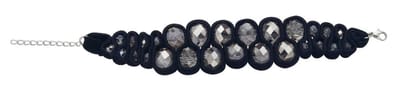 Behave - Armband - Black Diamond Transparante Grijze Facet geslepen kralen en zwart velours