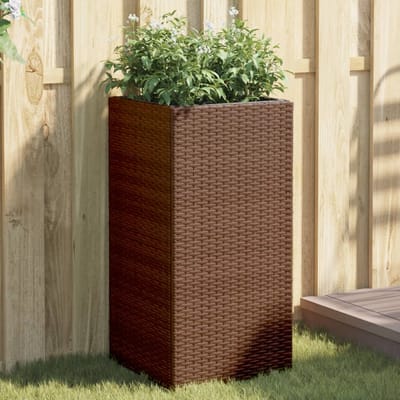 vidaXL - Plantenbak - 40x40x80 - cm - poly - rattan - bruin