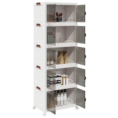 vidaXL - Opbergbox - stapelbaar - met - wielen - 5-laags - 75 - L - 64x40x179 - cm