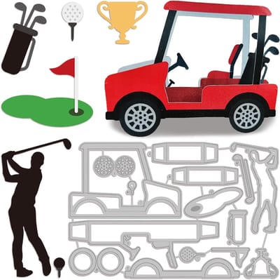 Golf Snijmallen Set - Golf Thema Stansen - Papier Ambachten Maken - 100% Koolstofstaal - 157x102mm - Zilver