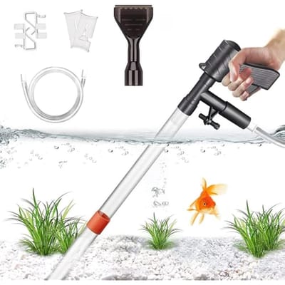 Kit de nettoyage de gravier d'aquarium, nettoyeur d'aquarium, changement d'eau d'aquarium, aspirateur de sol, nettoyeur de gravier, changeur d'eau d'aquarium (Noir) 41x16x6cm