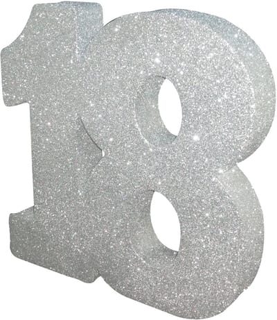 ANNIVERSARY HOUSE - Tafeldecoratie 18 Jaar Zilver Glitters 20 x 20 cm voor Verjaardag