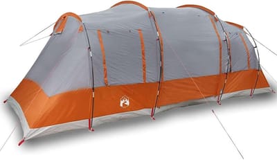 HOMELEN Familietent voor 6 personen, grijs, waterdicht, polyester met 2 slaapcabines, voor camping, outdoor avonturen
