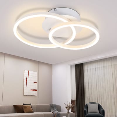 NETTLIFE Plafondlamp LED - Wit - Ringe Design - 2-Lichts - Moderne Plafondverlichting - 3000K Warm Wit Licht - Metaal - 24W Woonkamerlamp - voor Keuken| Gang | Slaafkamer | Hal