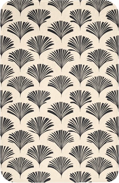 WC mat 40x60 cm - Antislip - Waaiers - Botanisch - Zwart - Beige - Toiletmat - Vloermat - Douchemat - Toilet tapijt - Toiletmatten