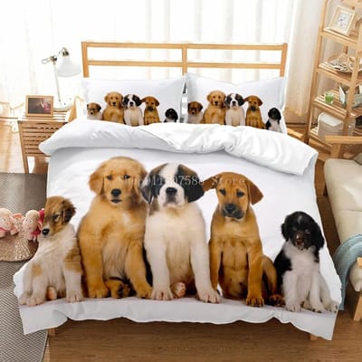 Mooie Honden Dier 3D Beddengoedsets Schattige Husky Dekbedovertrek Set Kinderen Dekbed Beddengoed Kussensloop Huisdieren Hond 140x200cm