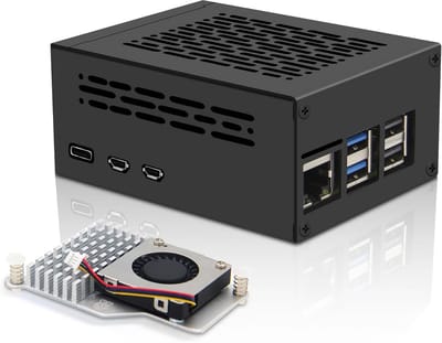 Metalen Behuizing met Actieve Koeler voor Raspberry Pi 5, Geschikt voor PCIe NVMe Adapter