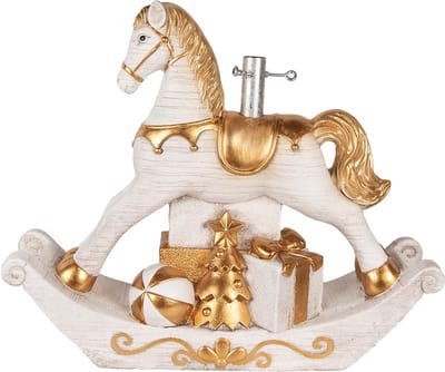 Clayre & Eef Kerstboom Standaard Hobbelpaard 73x21x61 cm Wit Keramisch materiaal