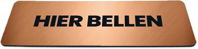 Deurbordje Brons/Koper-look met tekst hier bellen - Formaat 150 x 50 mm x 1,6 mm - Zelfklevend | Luxe uitstraling | Geborstelde Koper/Brons toplaag | Gratis Verzending | Decoporta