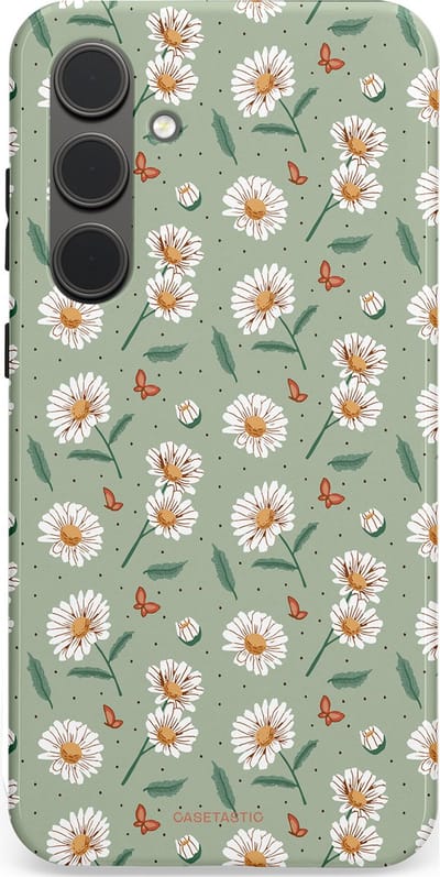 Casetastic Hoesje Geschikt voor Samsung S24 Plus - Stijlvolle Beschermende Duo-layer Case - Vleugels en madeliefjes