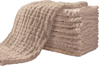 Superzachte en absorberende luiers van chiffon voor gevoelige huid - 6 lagen, 27 x 50 cm, 10 stuks voor pasgeborenen in bruin