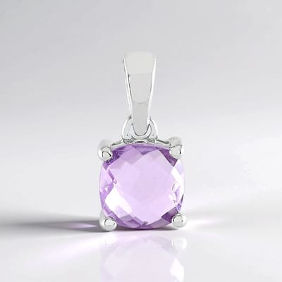 Cavill - Zilveren Hanger - 925 Sterling Zilver - Lavendel Amethist 1,43 ct - Antiek Kussen Dambord Slijpsel Vierkant Elegant