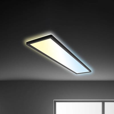 Briloner Tava - LED Plafondlamp 98cm - 7533015 - Dimbaar - Afstandsbediening - Nachtlamp functie - Indirect licht - Vlak - 98 x 20 x 3 cm - Zwart