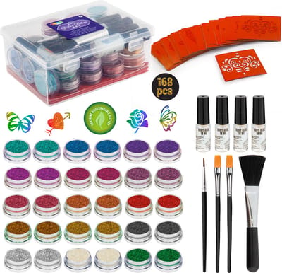 Glitter Tattoo Set - Festival Glitters - Festival Tattoos - Glitter Tattoos Kinderen - make-up & tatoeages - Carnaval - Joya Creative