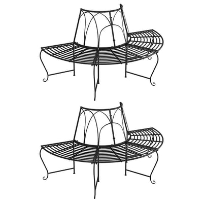 vidaXL - Boombanken - 2 - st - halfrond - Ø159 - cm - staal - zwart