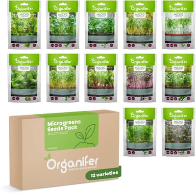Microgreens (Babyleaf & Microleaf) Pakket - 12 Soorten - Kiemzaden - Tuinkerszaadjes - Moestuinzaden - Sla Zaden - Radijs Zaden - Boerenkool Zaden - Microgreens Zaden - Organifer